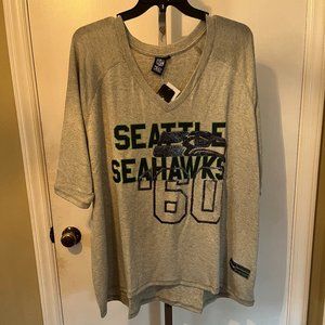 NFL Licensed Seattle Seahawks Womens 2X V-Neck Pullover Knit Sweater NWT